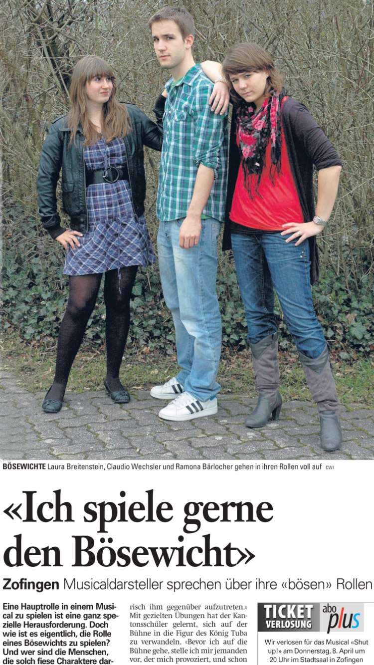Das Musical der Kanti Zofingen – Zofinger Tagblatt vom 6. 4. 2010